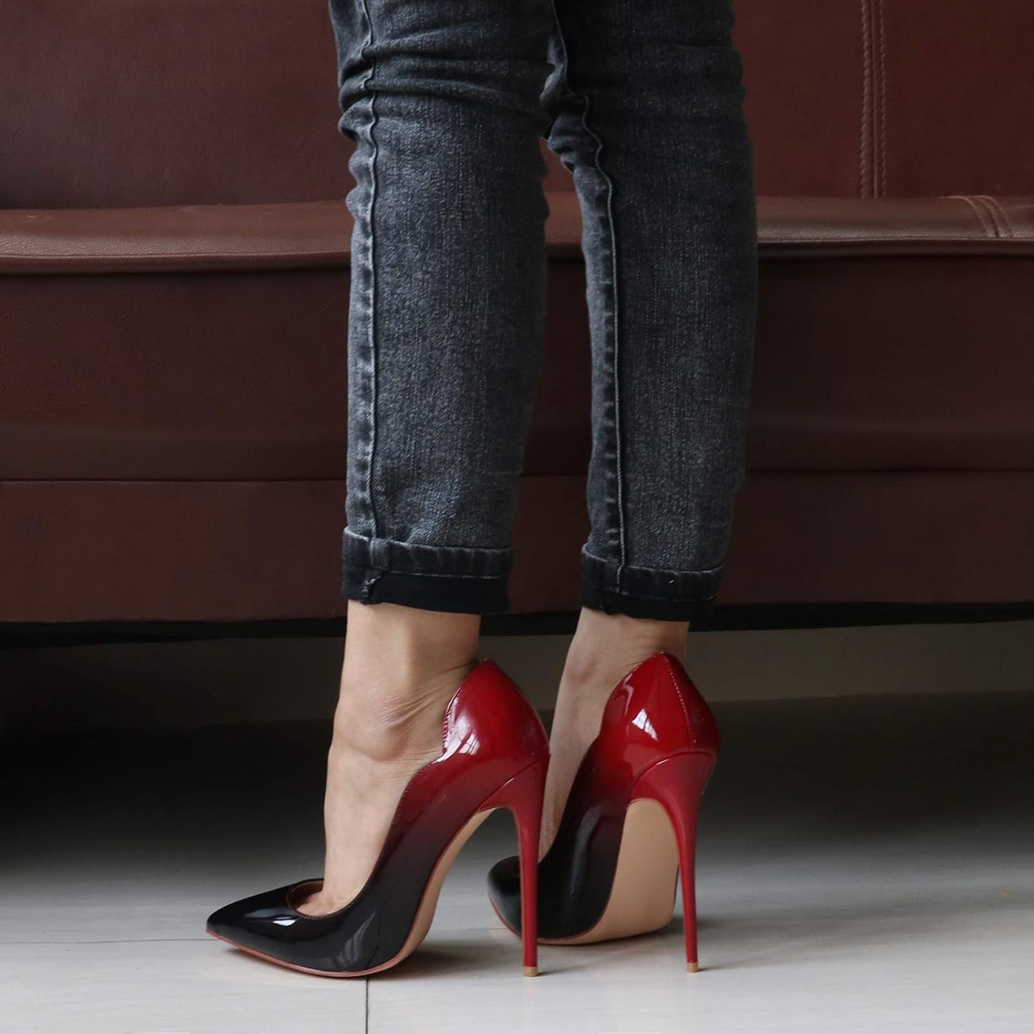 Women'S Sexy Pointed Toe High Heels,4.72 Inch/12Cm Patent Leather Pumps,Wedding Dress Shoes,Cute Evening Stilettos